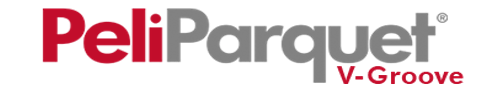 A peli parquet v-groove logo on a white background