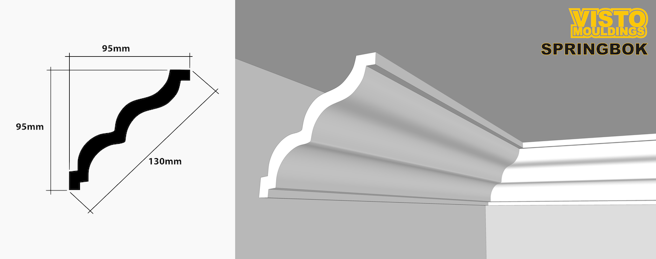 A picture of a cornice next to a picture of a ceiling.
