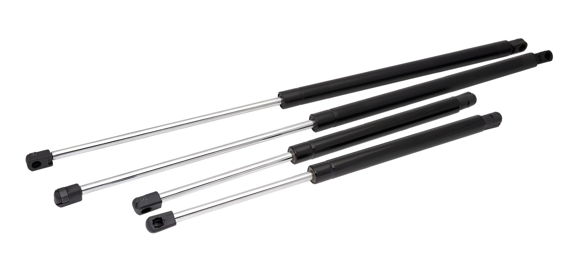 A Set of Four Gas Struts of Different Sizes on a White Background — Strut Re-gas Mackay In Ooralea, QLD
