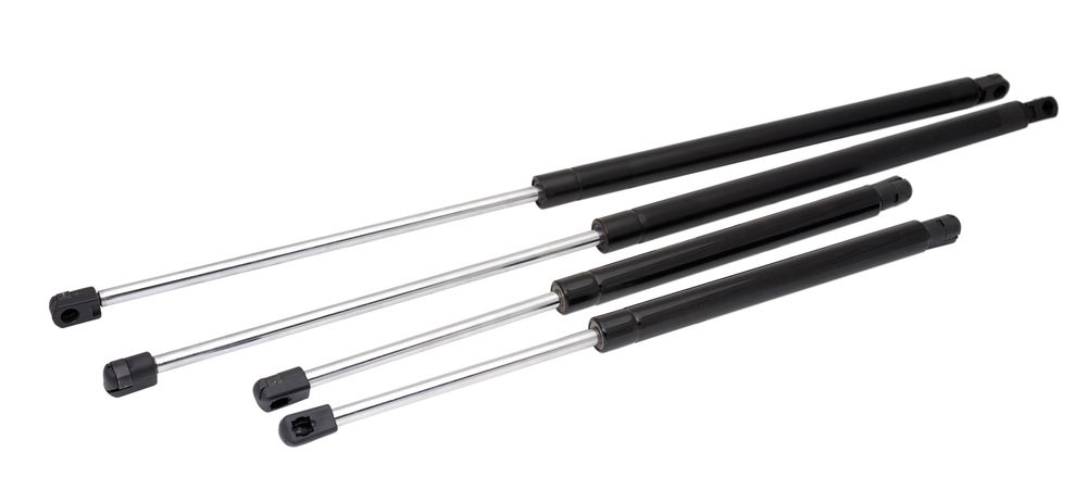 A Set of Four Gas Struts of Different Sizes on A White Background — Strut Re-gas Mackay In Ooralea, QLD