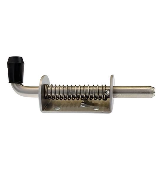 A Close Up of a Stainless Steel Spring Latch on a White Background — Strut Re-gas Mackay In Ooralea, QLD
