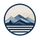 Orange circle with three white, angled horizontal lines.