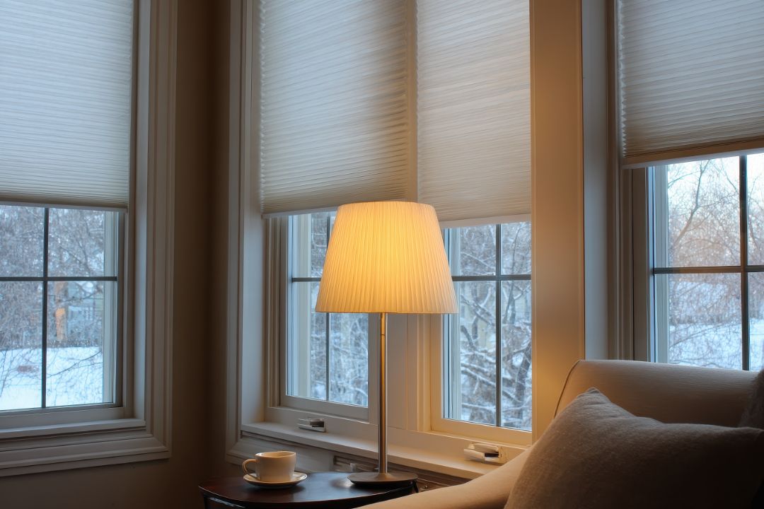 Honeycomb cellular shades on a bedroom window, AVL Window Blinds, Weaverville NC