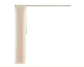 Beige curtain hanging from a horizontal rod on a white background