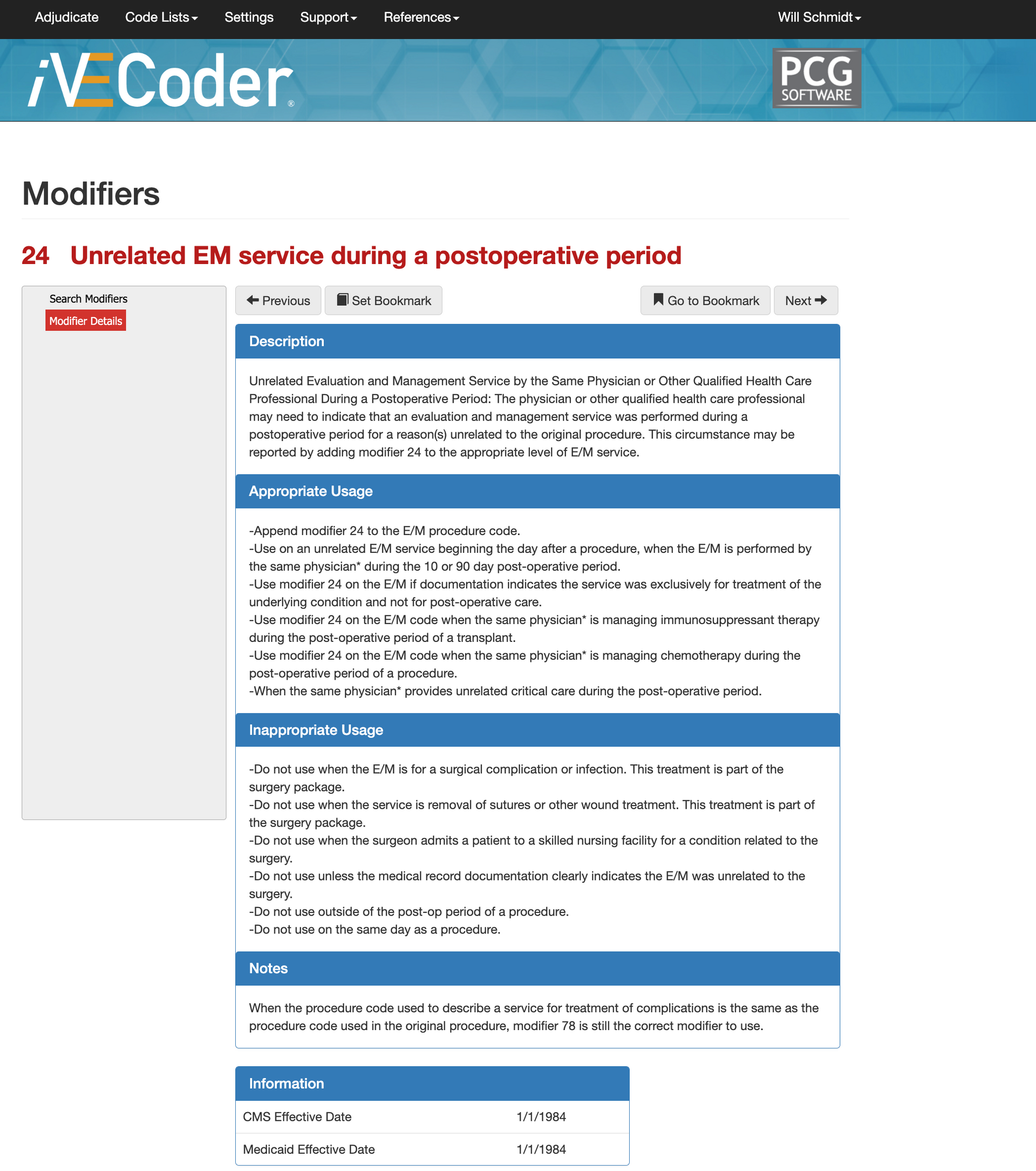 Modifier 24 Description and Examples