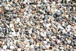 Close-up of small multicolored gravel stones filling the frame