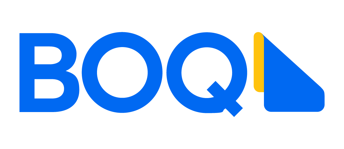 BOQ logo in blue with a yellow corner accent