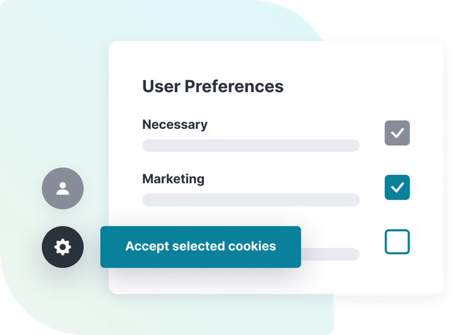 A minimalist illustration of a modal displaying user preferences for cookie consent.