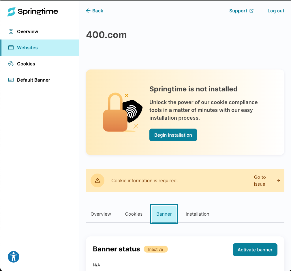 The site detail page.