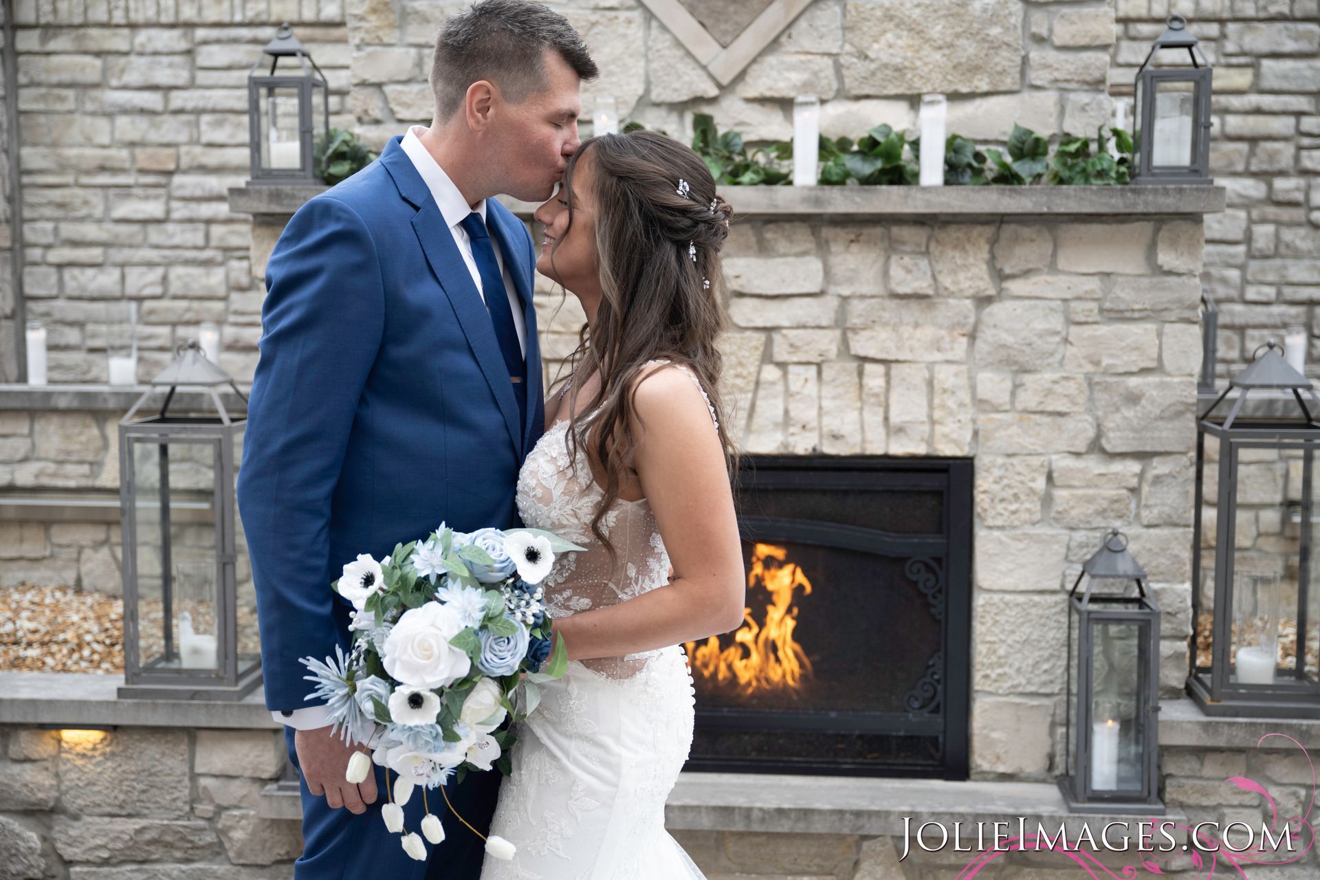 Couple in courtyard