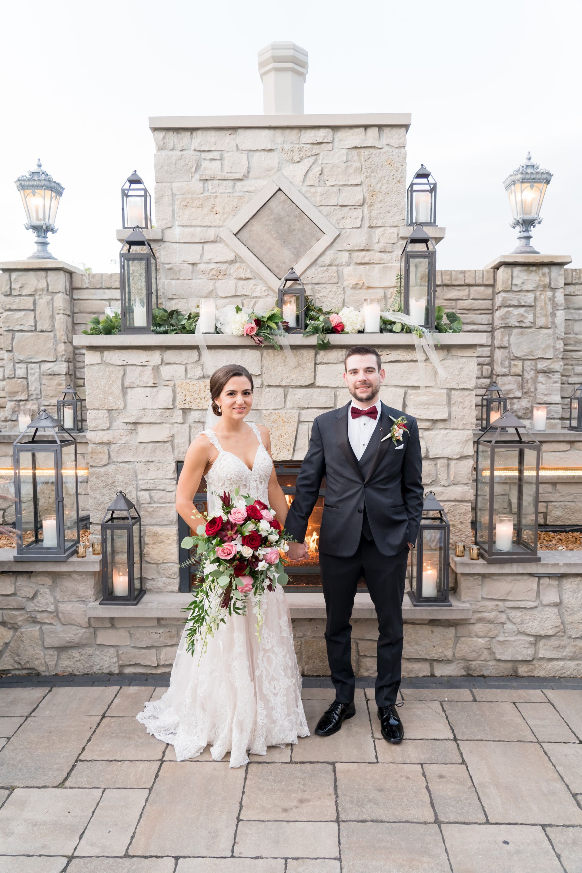 Couple in courtyard