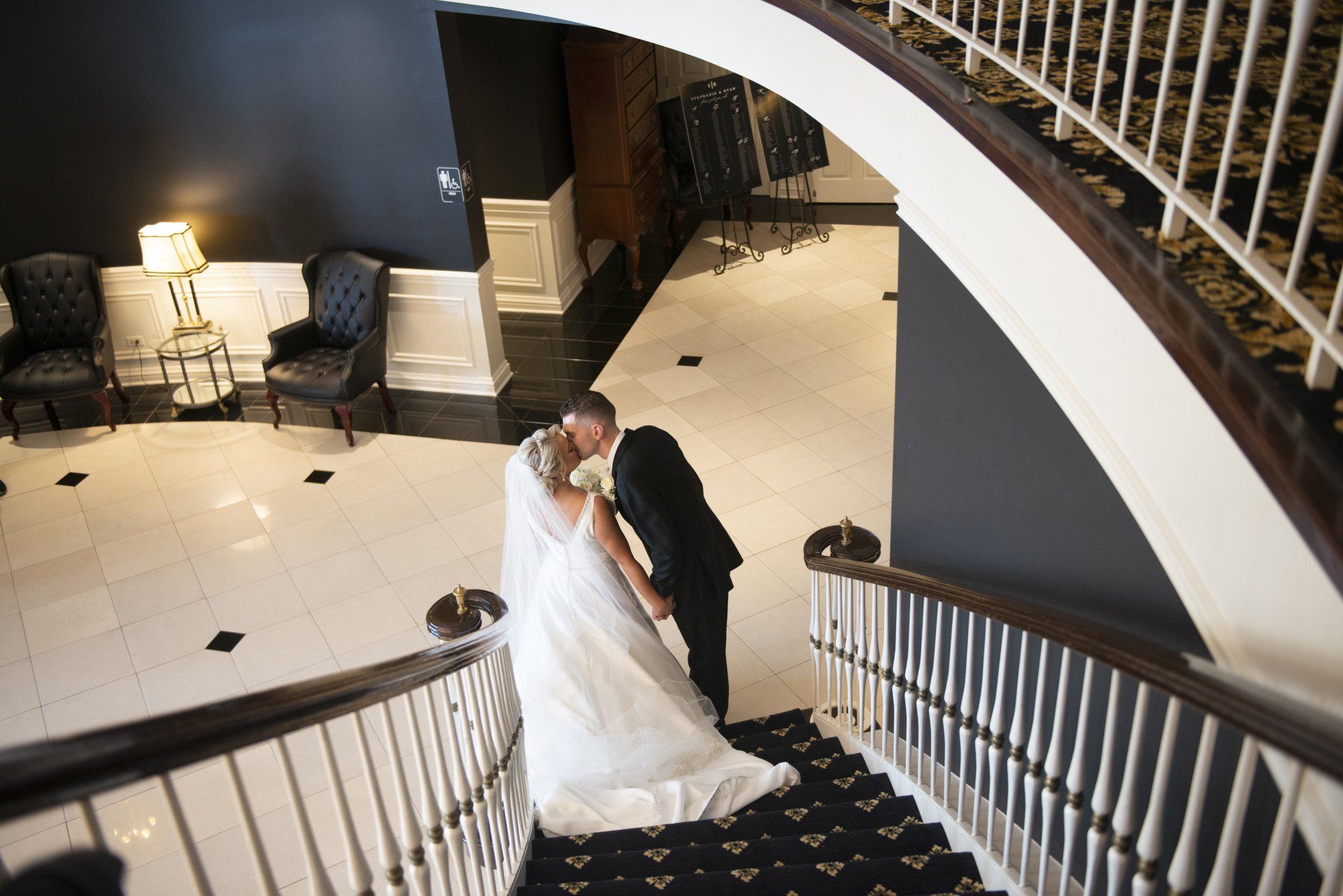 Couple Kiss on Stairs