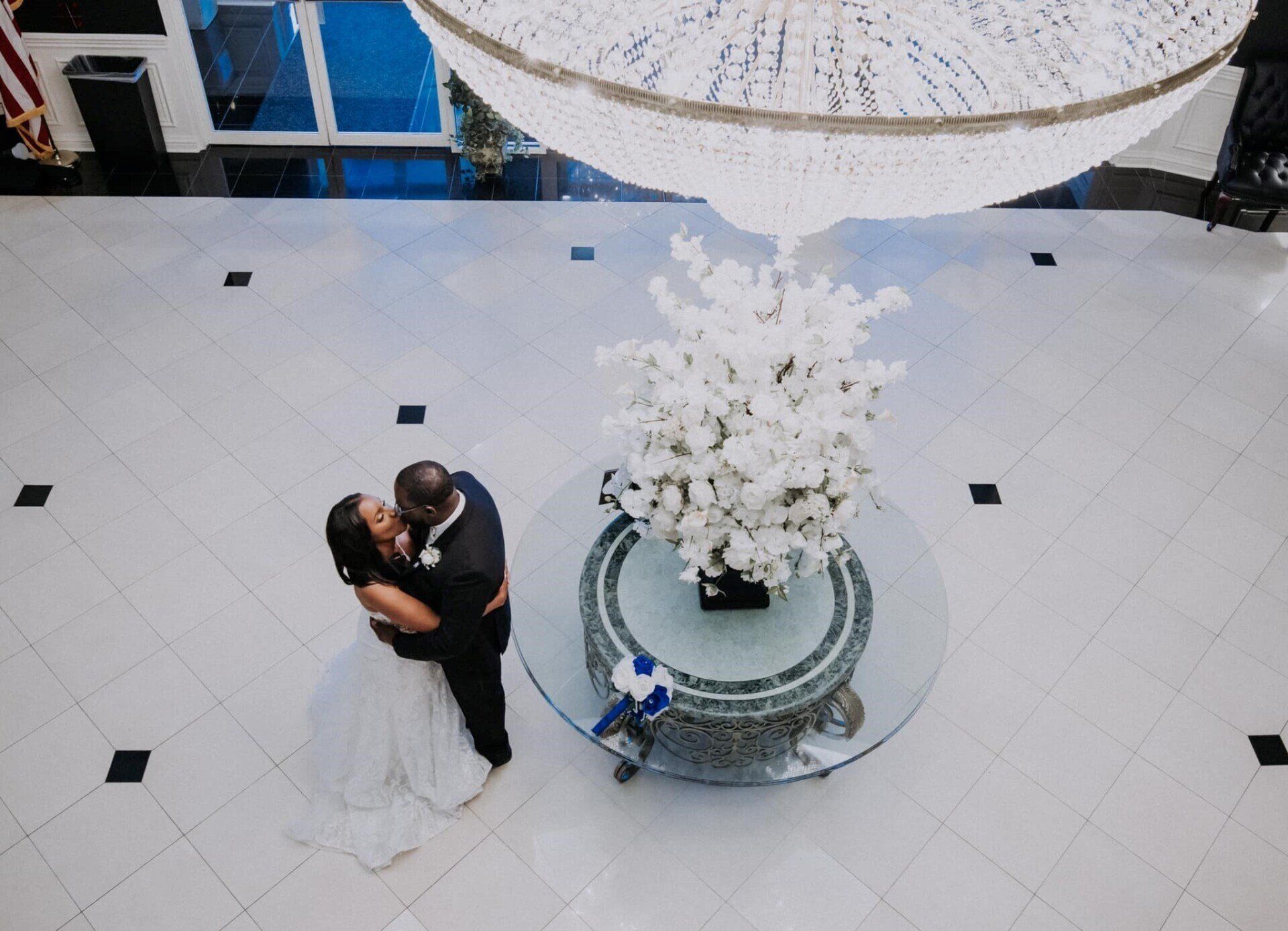 Couple Kiss in Lobby