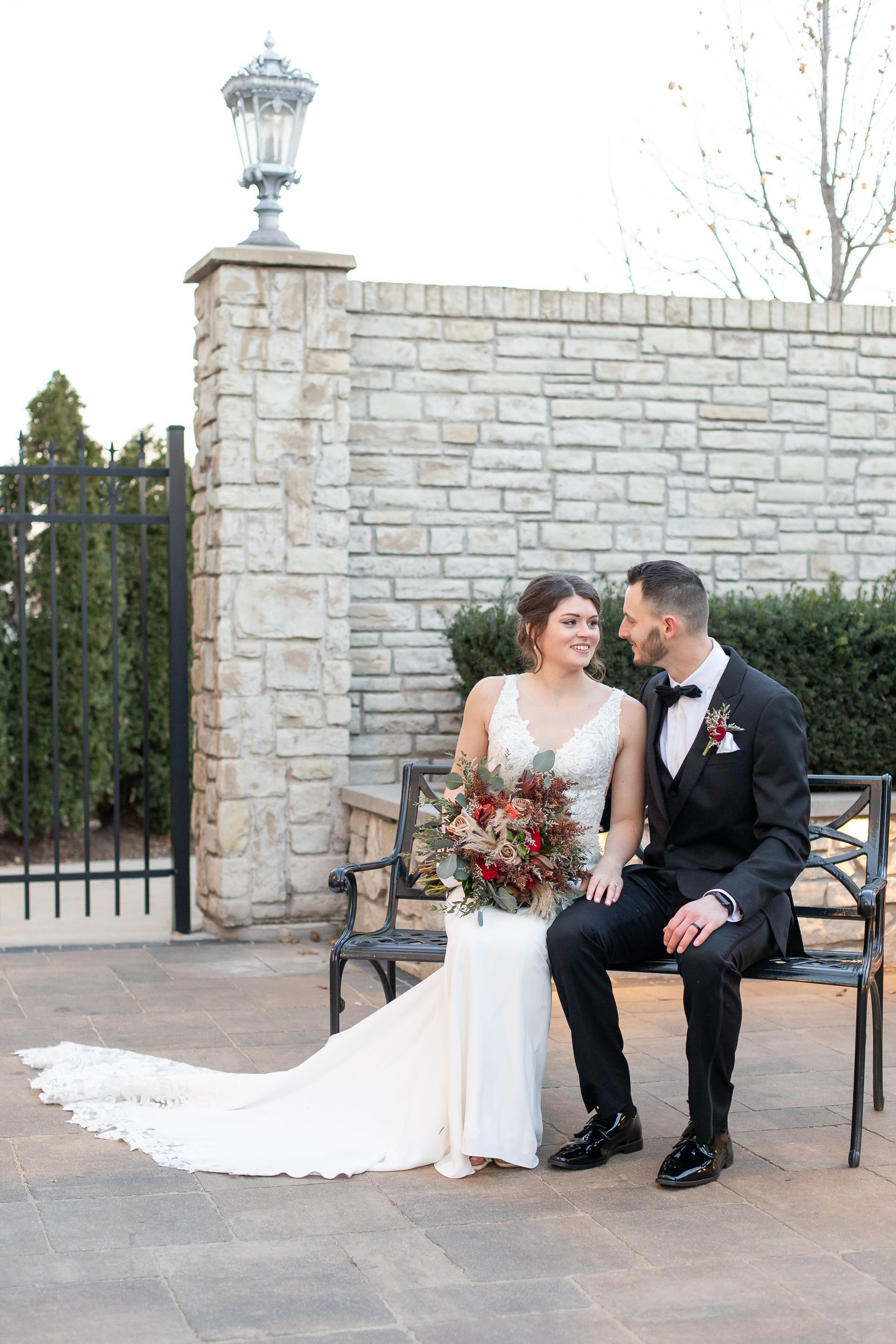 Couple in courtyard