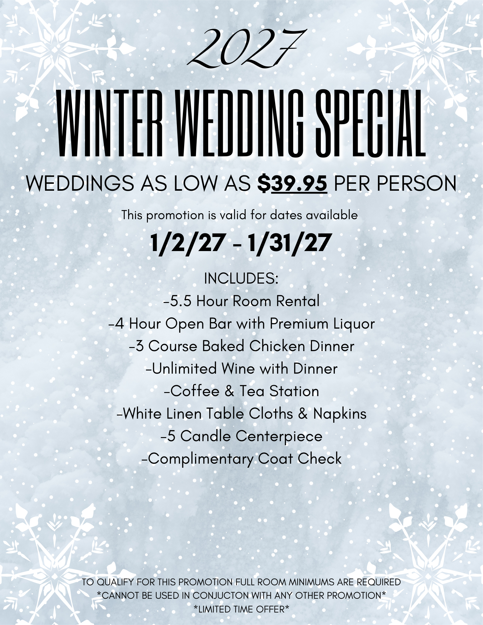 Winter Wedding Specials