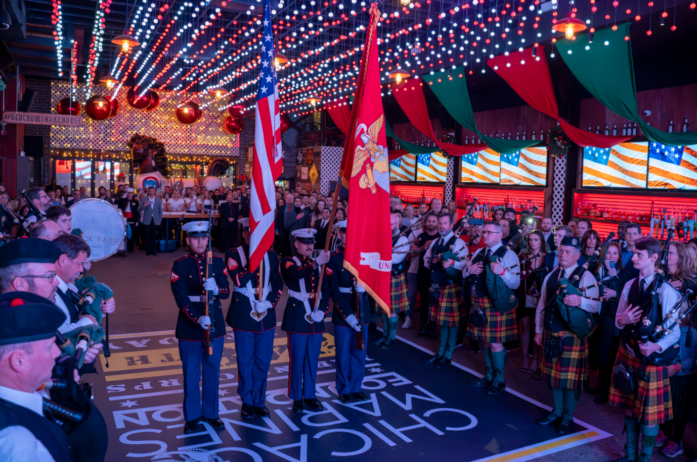 “Marines and supporters celebrating the Marine Corps Birthday with camaraderie, tradition, and patri