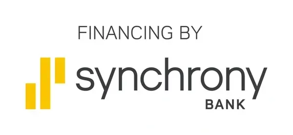 Financing by Synchrony Bank logo with yellow icon and gray text
