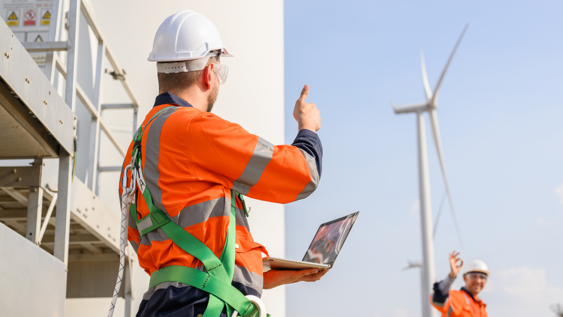 Engineer working on wind farm