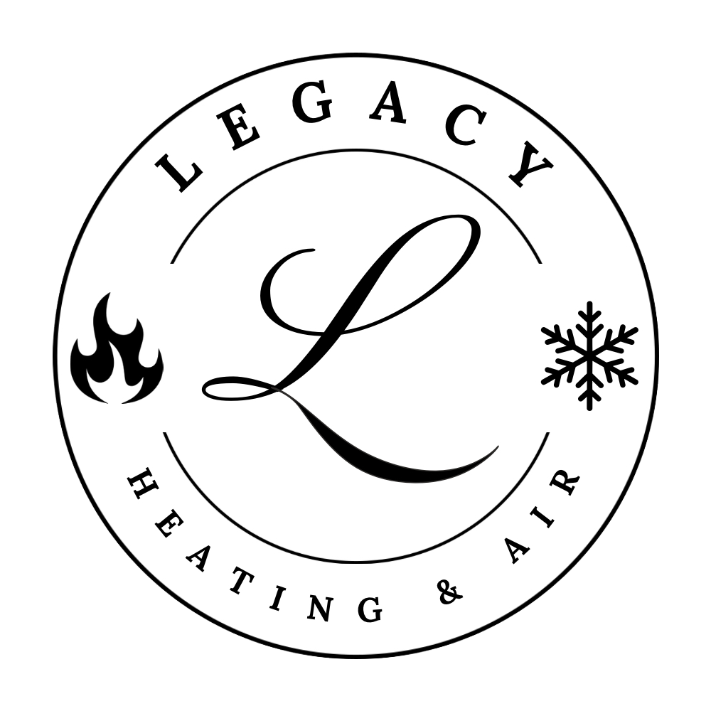 A black and white logo for legacy heating and air