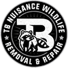 Logo for TB Nuisance Wildlife Removal & Repair: a raccoon inside a white "B" with text around the perimeter.