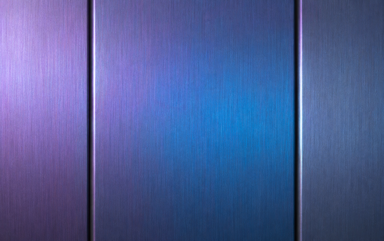 Blue and purple brushed metal panels with vertical seams