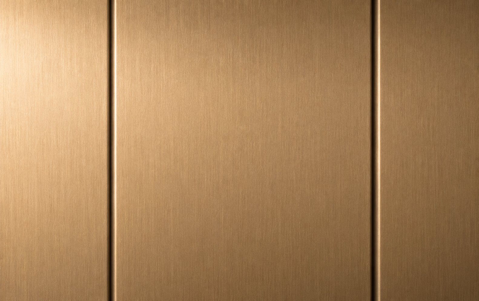 Close-up of a brushed gold metal surface with vertical seams