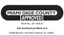 Miami-Dade County approved permit sticker for CSI Architectural Metal LLC, Odessa, FL