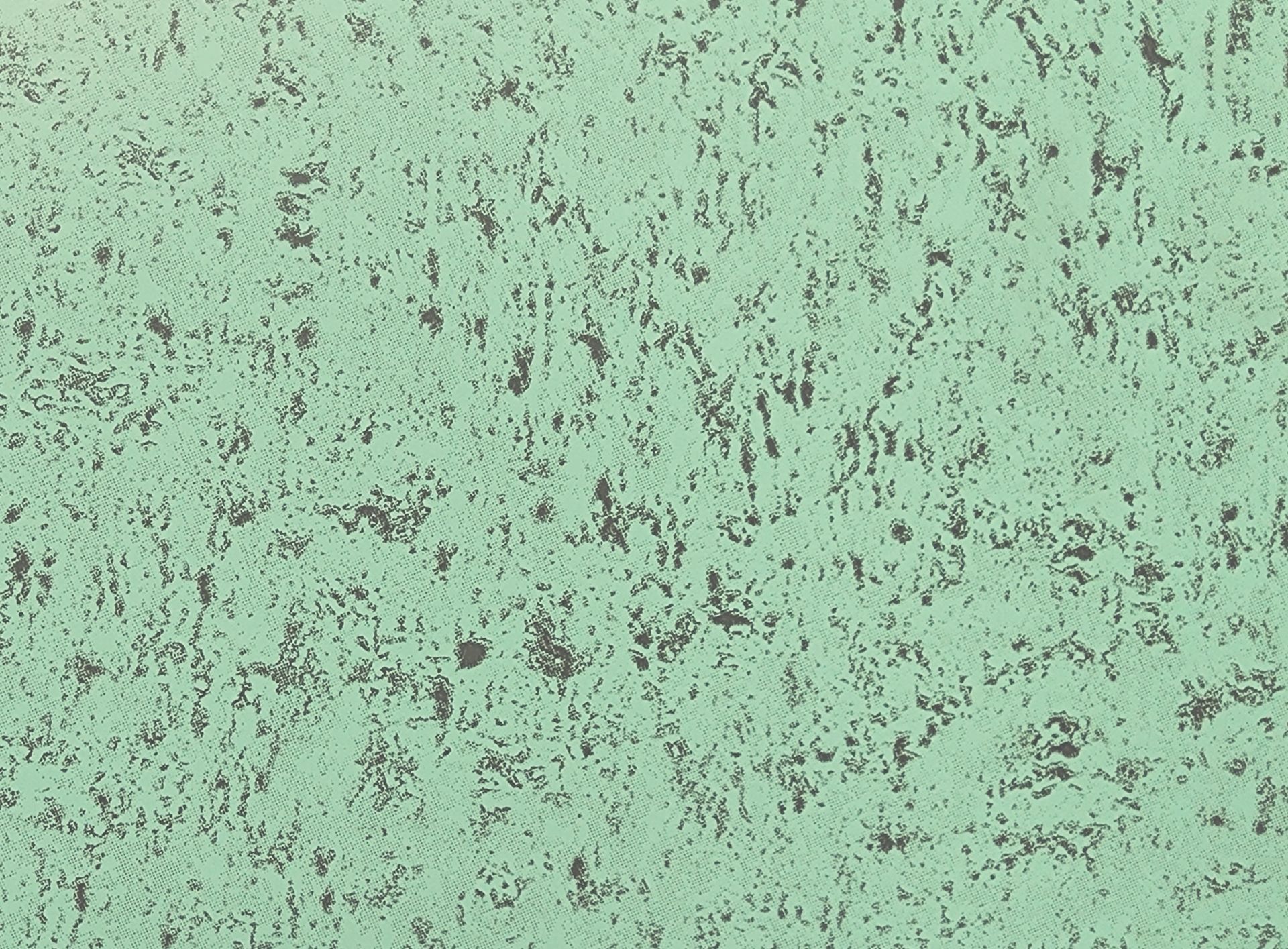 Mint-green textured surface with scattered dark speckles and scratches