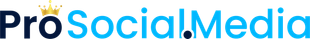 A logo for pro social media with a crown on it