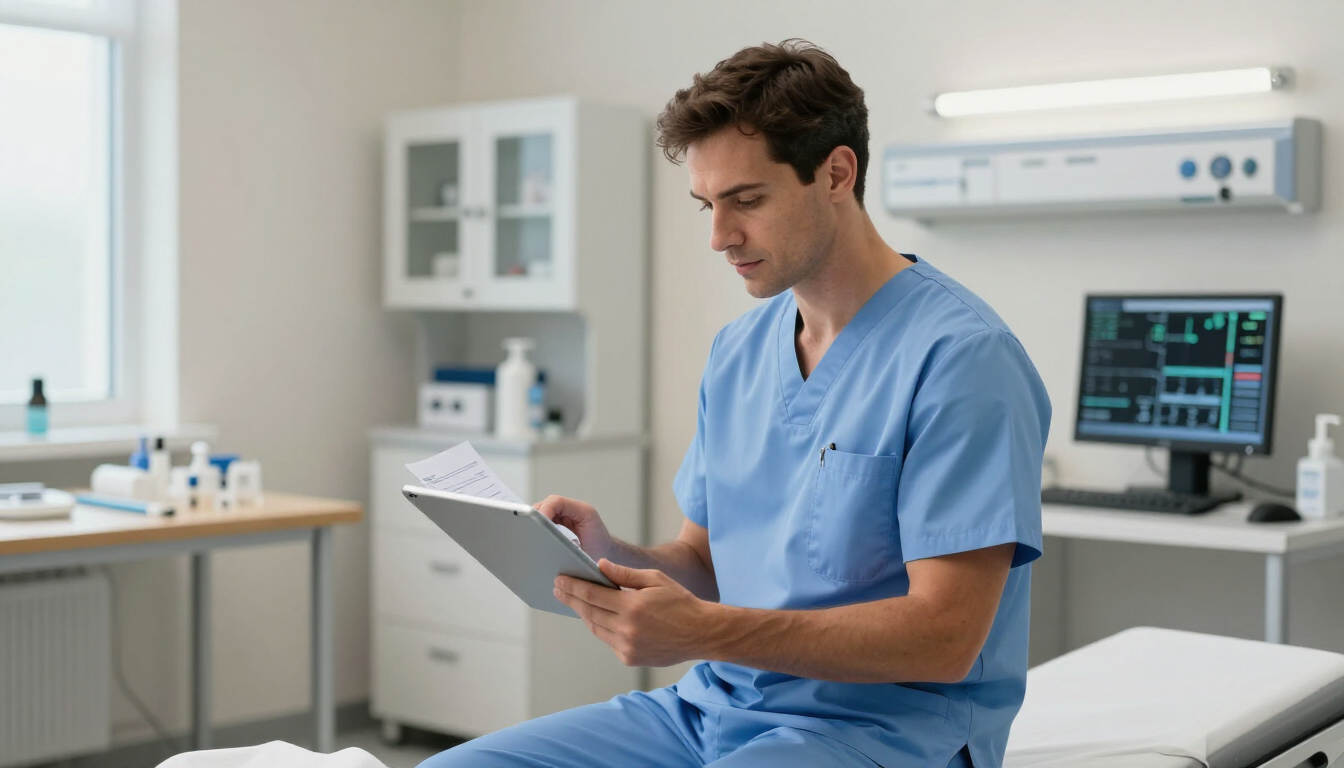 Consulta de valoración preanestésica en un entorno médico profesional