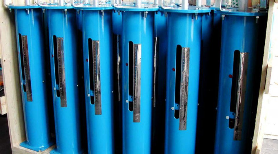 Blue cylinders