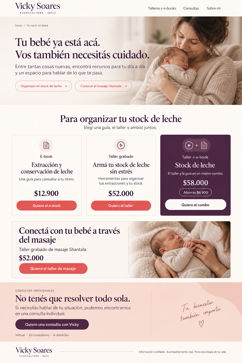 Una mamá abrazando a su bebé
