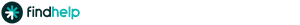 Logo for findhelp with a stylized starburst icon in a dark circle next to the company name in black and teal text.