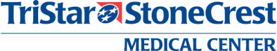 The logo for TriStar StoneCrest Medical Center, featuring blue text and a circular Tennessee-inspired star icon.