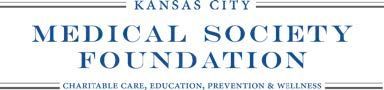 Logo of the Kansas City Medical Society Foundation in blue, with text 