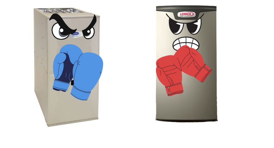 Carrier and Lennox furnaces earing boxing gloves