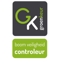 Logo voor boombeveiligingscontroller, groene en witte tekst op een donkergrijze en groene achtergrond.