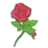 Red rose with green stem and leaves
