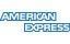 American Express logo in blue text on a white background