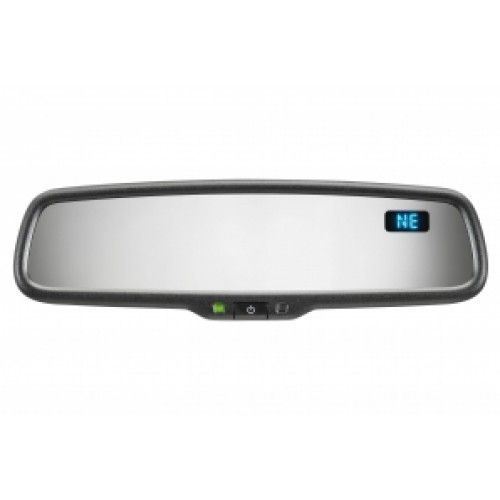 Rearview mirror with a built-in compass display showing NE in blue. Includes green and black buttons.