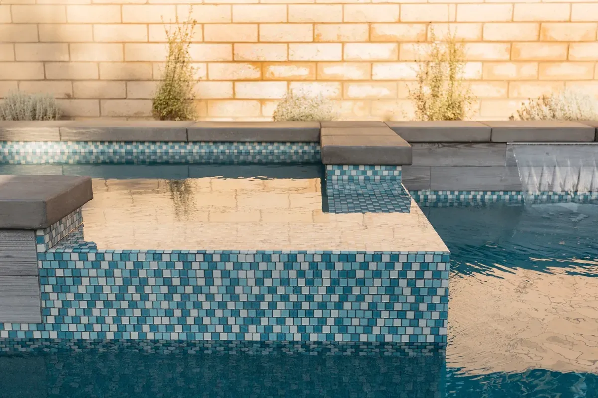 modern spa with glass mosaic tile. modern spa with glass mosaic tile.