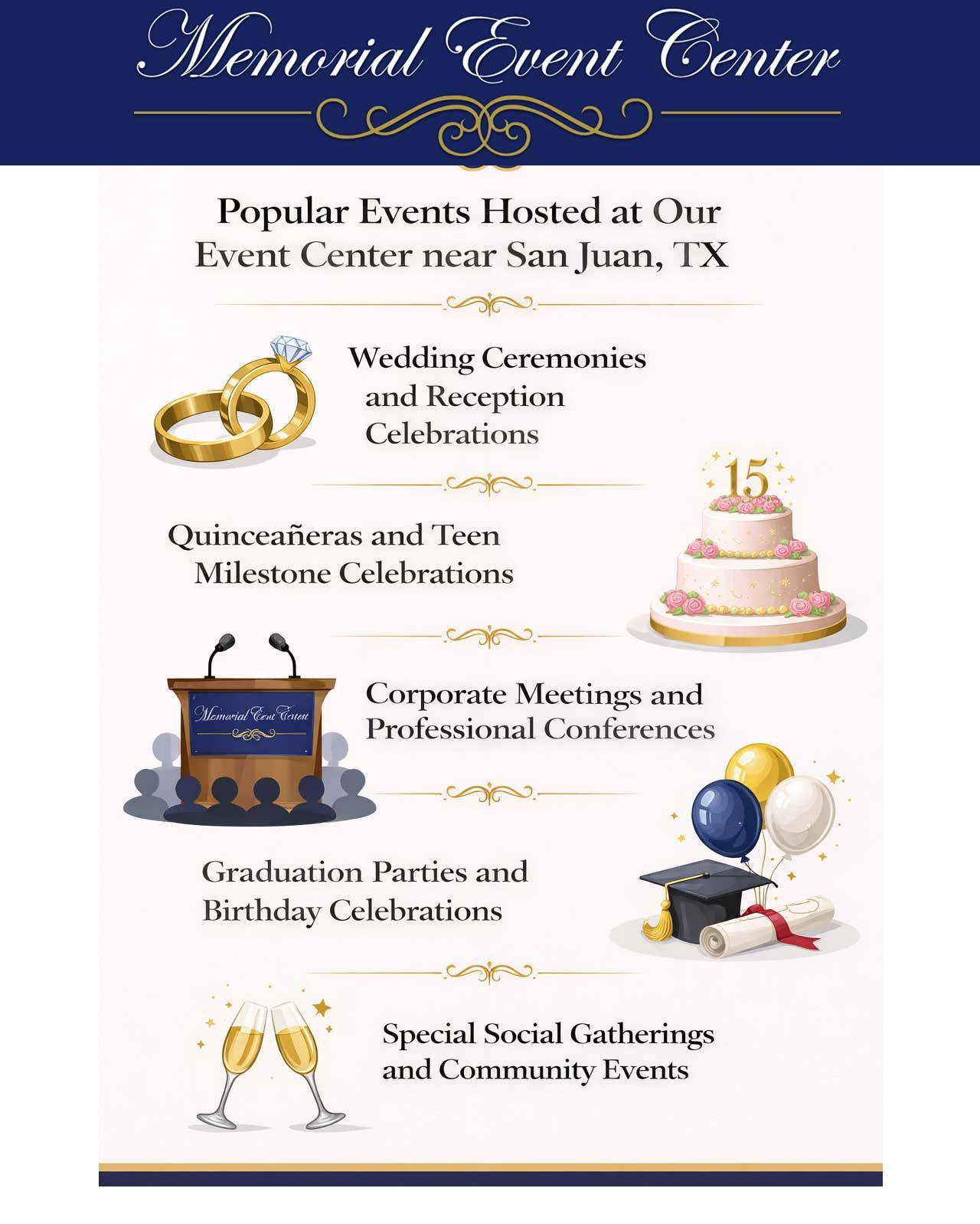 Popular Events Hosted at Our Event Center near San Juan, TX