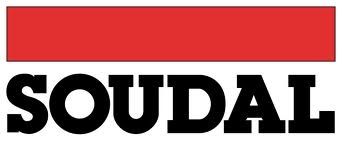 Il logo dell'azienda Soudal presenta una scritta nera in grassetto sotto un rettangolo orizzontale rosso.