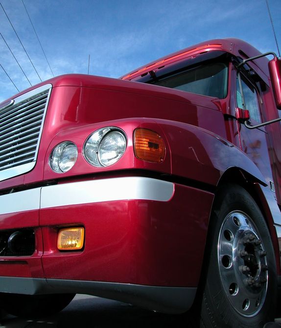 Red Freightliner semi-truck Red Freightliner semi-truck