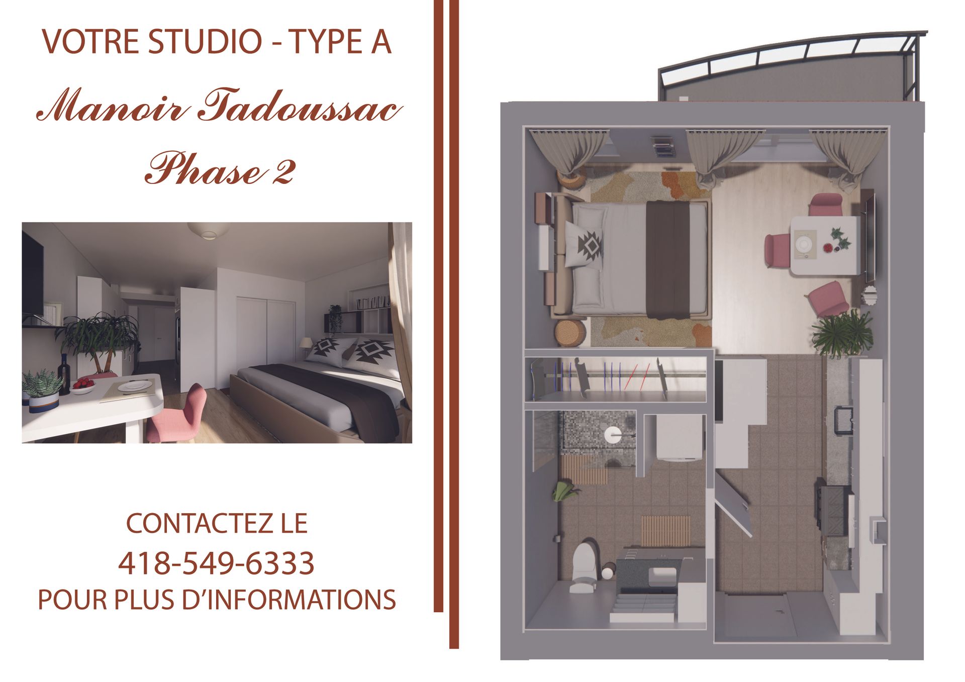 Un plan d'étage d'un studio en phase 2
