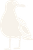 Silhouetted white bird standing in profile with open beak and visible wing outline on a pale background