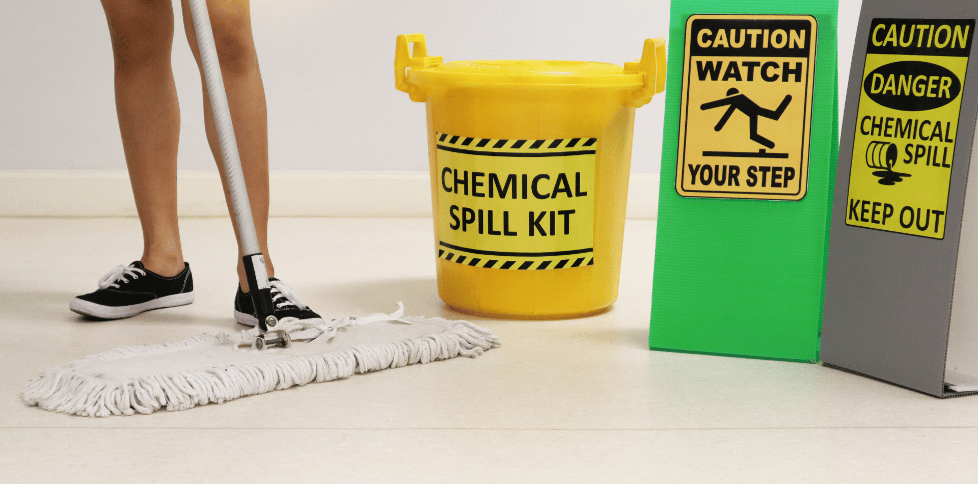 chemical spill on an epoxy floor