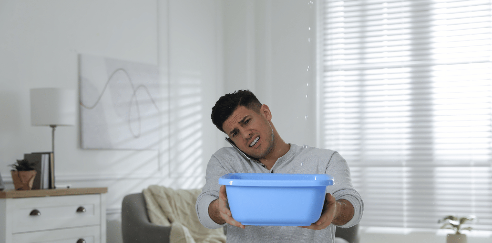 Man with a leaking roof