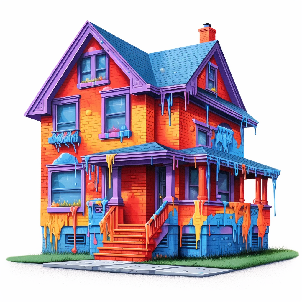 House painted in many colours