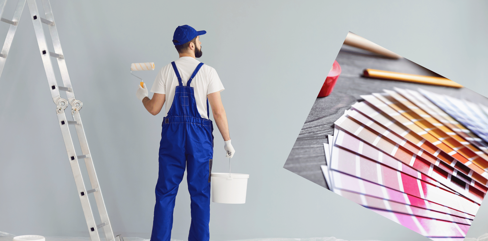 Professional painter painting a wall